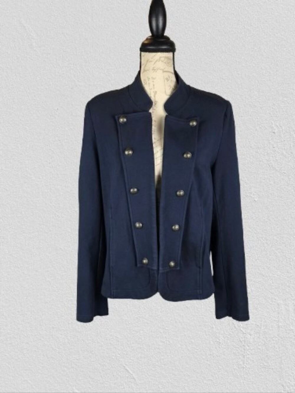 Tommy Hilfiger Navy Blue Knit Military-Style Jacket Women's Lg